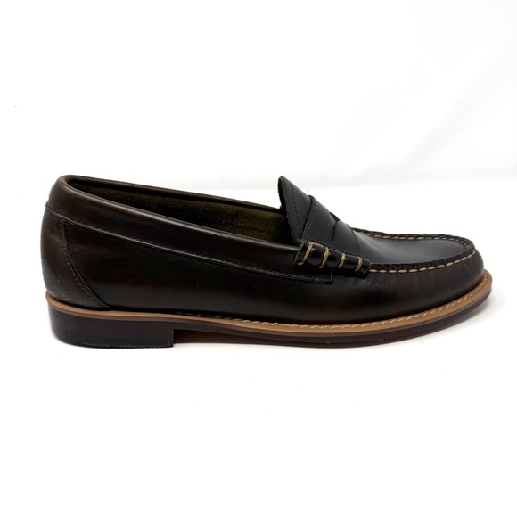 GH Bass Weejuns Larson Penny Loafers‎ Mens 8 D Dark Brown Leather Beefroll Shoes